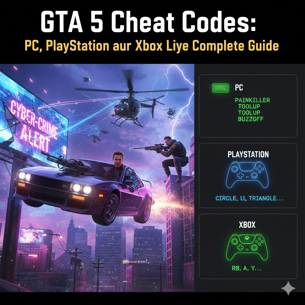 GTA 5 Cheat Codes: PC, PlayStation aur Xbox ke liye Complete Guide